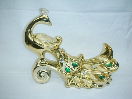 Gold Peacock Ceramic Show Pieces statue