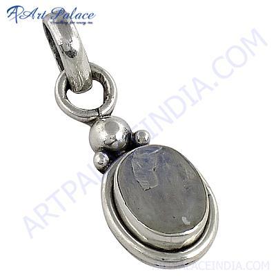 Celeb Style Rainbow Moonstone Gemstone Silver Pendant