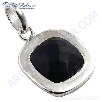 Midnight Black Onyx Gemstone Sterling Silver Pendant