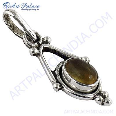 Cute Citrine Gemstone Silver Pendant