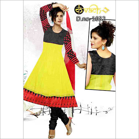 Ready Made Anarkali Suits - Polyester, 54 Inch Bottom, Yellow, 2.5m Dupatta | Elegant Design, Embroidery, Top Stitched