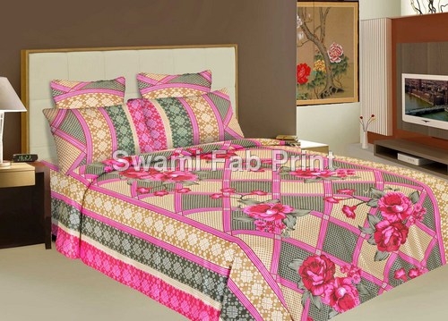 Printed Bed Sheet Set - Cotton 220x250 cm Grey, 3-4 Colors | Soft, Floral Design, Book-Fold Packaging