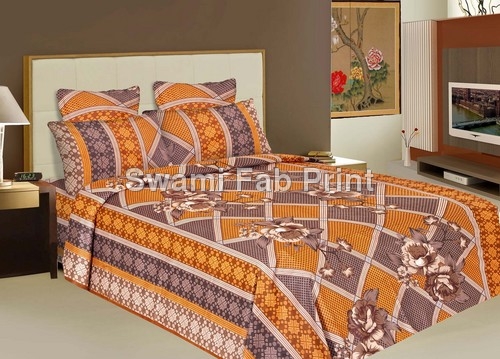 Printed Bed Sheet Set - Cotton 220x250 cm, Grey, 20x20 Thread Count | Soft, Durable, Printed Design, Book-Fold Packing