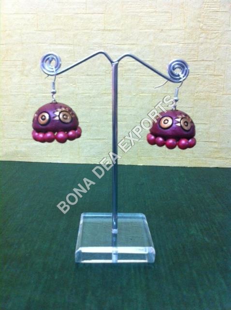 Terracotta Jewellery - Plastic and Wood Drop Earrings, Imitation Pearl Chokers for Women - Perfect for Gifts and Parties