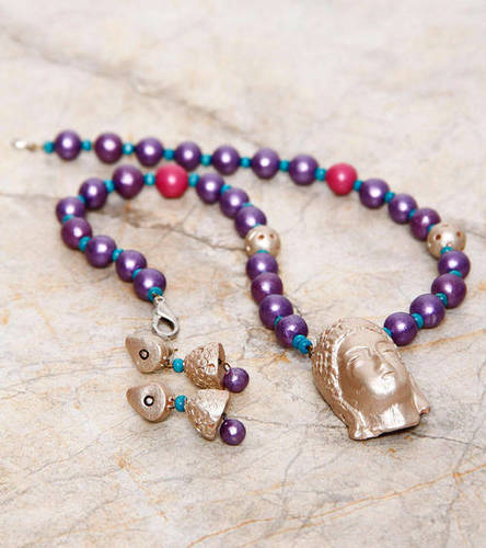 Terracotta Beaded Necklace Stud Earrings