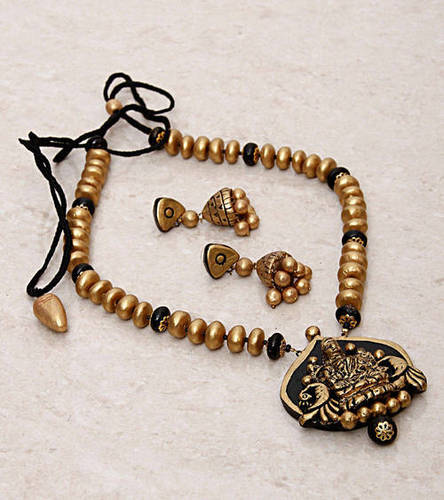 Terracotta Necklace - Coral & Imitation Pearl, Stud Earrings for Women | Perfect for Gifts and Parties