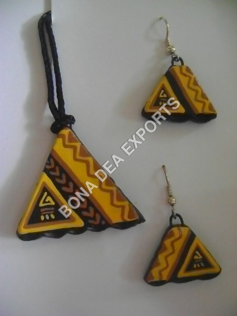 Terracotta Necklace Set Stud Earrings