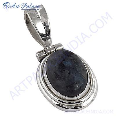 Victorian Designer Gemstone Silver Pendant With Jasper