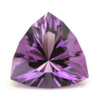 Concave Cut Trillion Shaped Amethyst - 15mm Natural Stone, Customizable Designs, Hallmarking Available