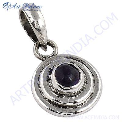 Indian Black Onyx Gemstone Silver Pendant