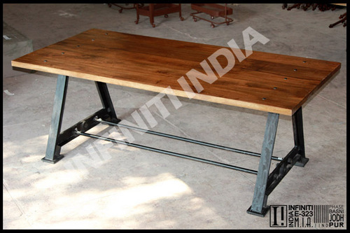 Polished Vintage Industrial Style Dining Table