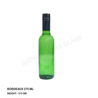 Glass Wine Bottle - 375 Ml Capacity, Green Color, Round Shape With Screw Cap Sealing