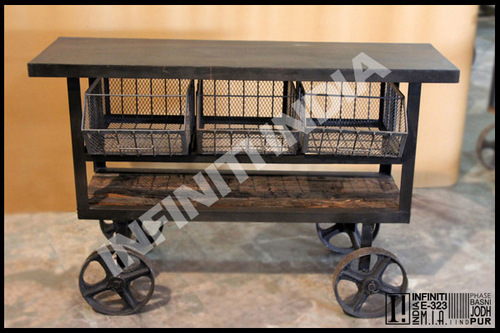 Polished Vintage Industrial Trolley