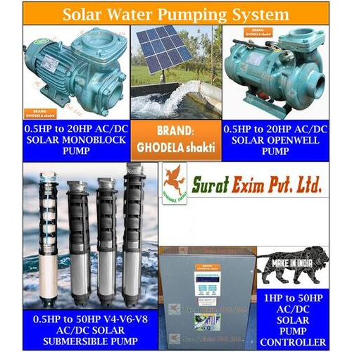 Solar Submersible Pump -1Hp-2Hp-3Hp-5Hp-7.5Hp-10Hp - Ghodela Shakti - Material: Metal