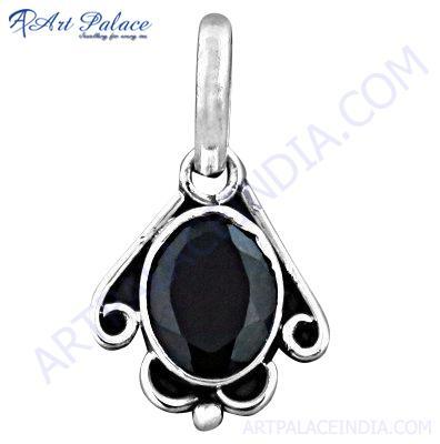 Traditional Designer Gemstone Silver Pendant With Garnet