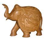 ELEPHANT SHIKAR CARVEEN FINE - Wood, Varied Dimensions, Brown | Intricate Carving, Handcrafted Detail, Traditional Style, Natural Finish