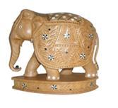 ELEPHANT  CARVEEN INLAID ON BASE