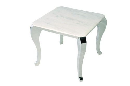 DC-C03 - Marble Top 600x600x532mm White, Polished Steel Legs | Elegant Design, Durable, Space Saving