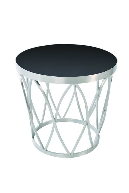 DM63147A - Stainless Steel Frame, 460x560mm Black Glass Top, 6mm Tempered | Stylish, Durable, Easy Assembly, Space Saving