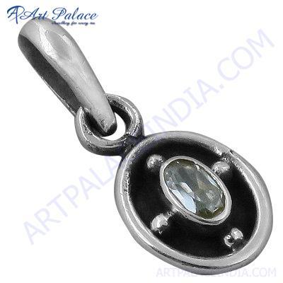 Indian Touch Cubic Zirconia Gemstone Silver Pendant