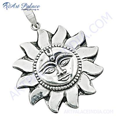 Sun Style Plain Silver Pendant 