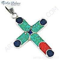 Plain Silver Cross Style Pendant