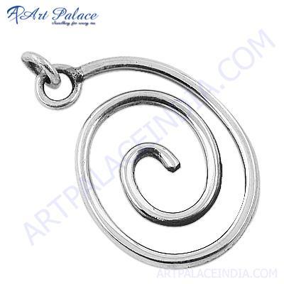 Spiral Style Plain Silver Pendant 