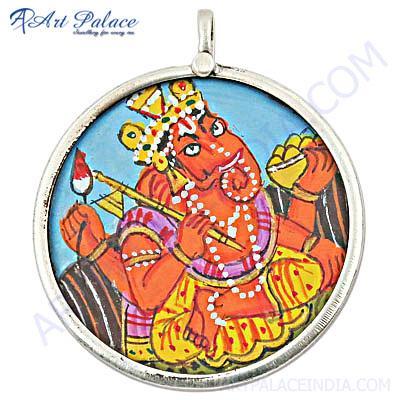 Lord Ganesha Plain Silver Pendant