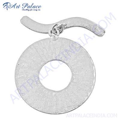 Stylish Circle Plain Silver Pendant 