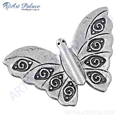 Cute Butterfly Plain Silver Pendant