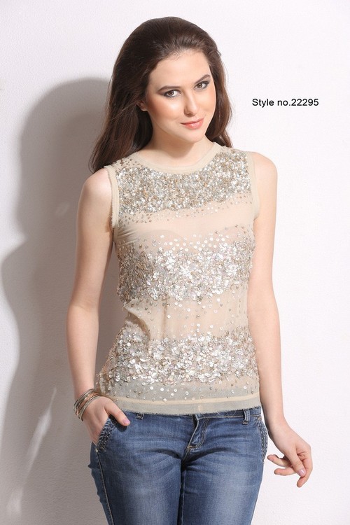Beige Ladies Western Tops