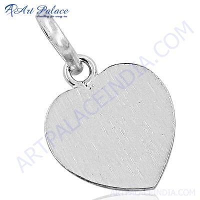 Romantic Heart Style Plain Silver Pendant