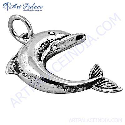 Pretty Fish Style Plain Silver Pendant