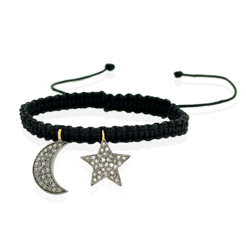 Sun & Moon Macrame Charm Bracelet