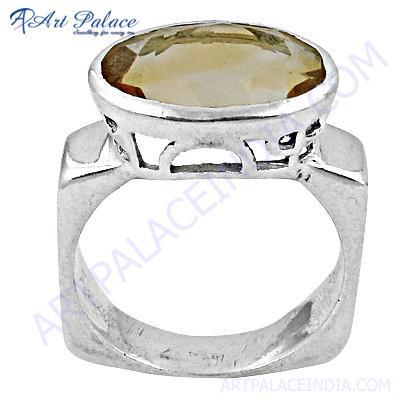 Classic Citrine Gemstone Sterling Silver Ring