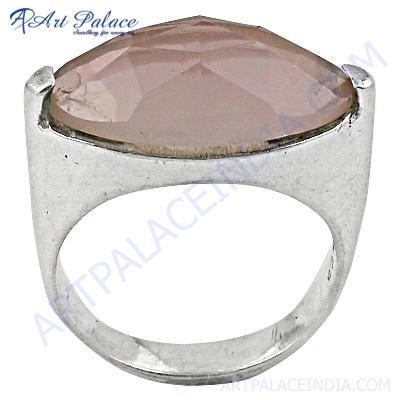 Lovely Rose Quartz Gemstone Silver Ring