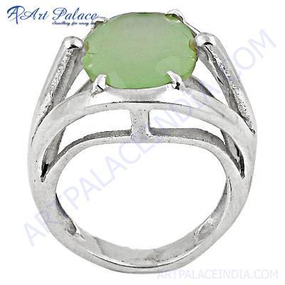 Indian Touch Prenite Gemstone Silver Ring