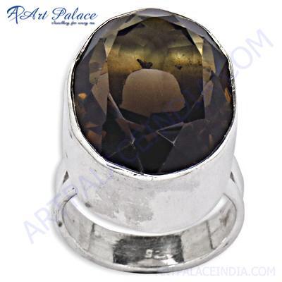 Hot Dazzling Gemstone Silver Ring With Smokey Quartz