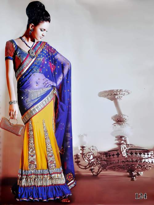 Navy Blue Lehenga Sarees
