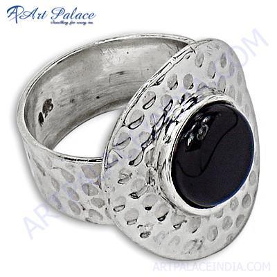Indian Touch Black Onyx Gemstone Silver Ring
