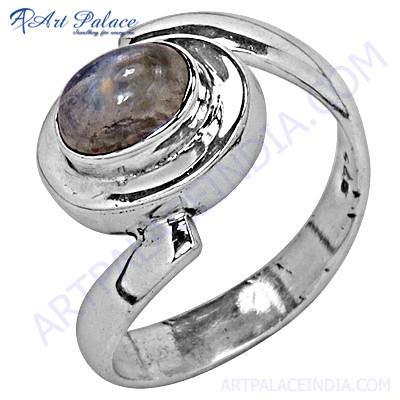Unique Style Rainbow Gemstone Silver Ring