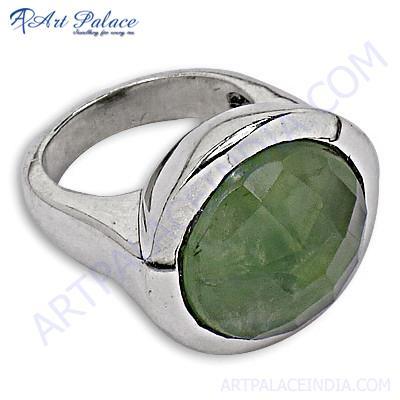 Delicate Prenite Gemstone Silver Ring