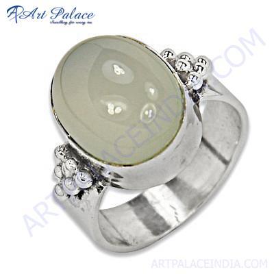 Delicate Chalce Gemstone Silver Ring