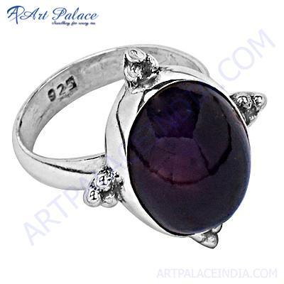 Indain Designer Amethyst Gemstone Silver Ring