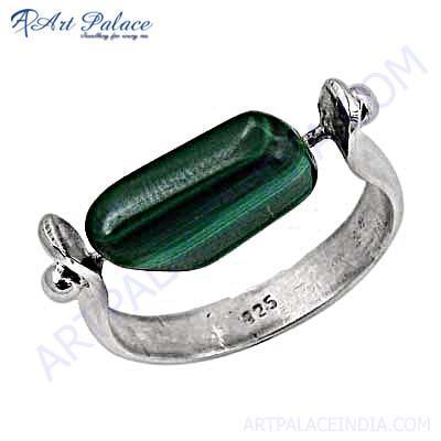Unique Style Malachite Gemstone Silver Ring