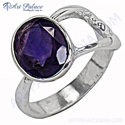 Stylish Amethyst Gemstone Silver Ring