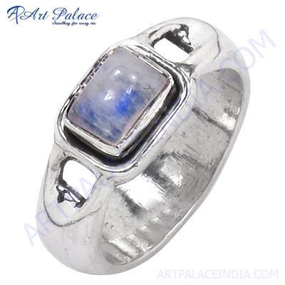 New Rainbow Moonstone Silver Ring 