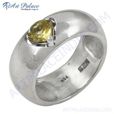 Cute Citrine Gemstone Sterling Silver Ring