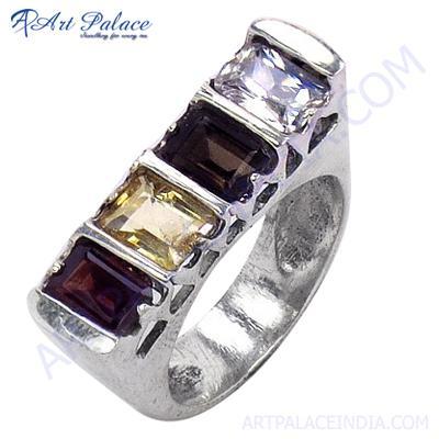 Charming Multi Stone 925 Sterling Silver Ring