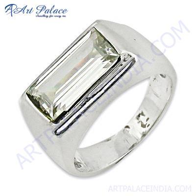 Classic Crystal Gemstone Sterling Silver Ring